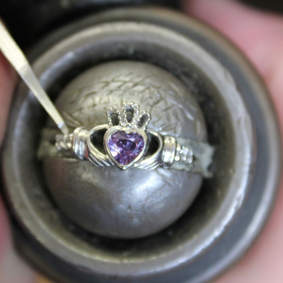 June Birthstone Claddagh Ring