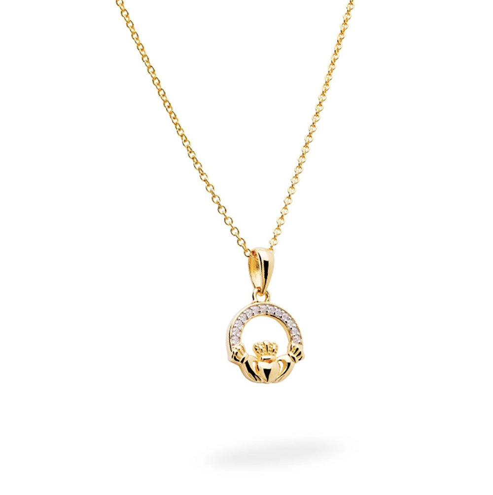 14kt gold irish celtic claddagh necklace