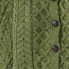 Green Aran cardigan for kids, front view