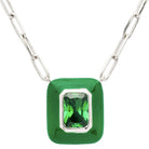 Green enamel necklace with emerald pendant