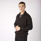 aran shawl collar sweater in colour anthracite