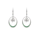 Silver shamrock earrings with green accents