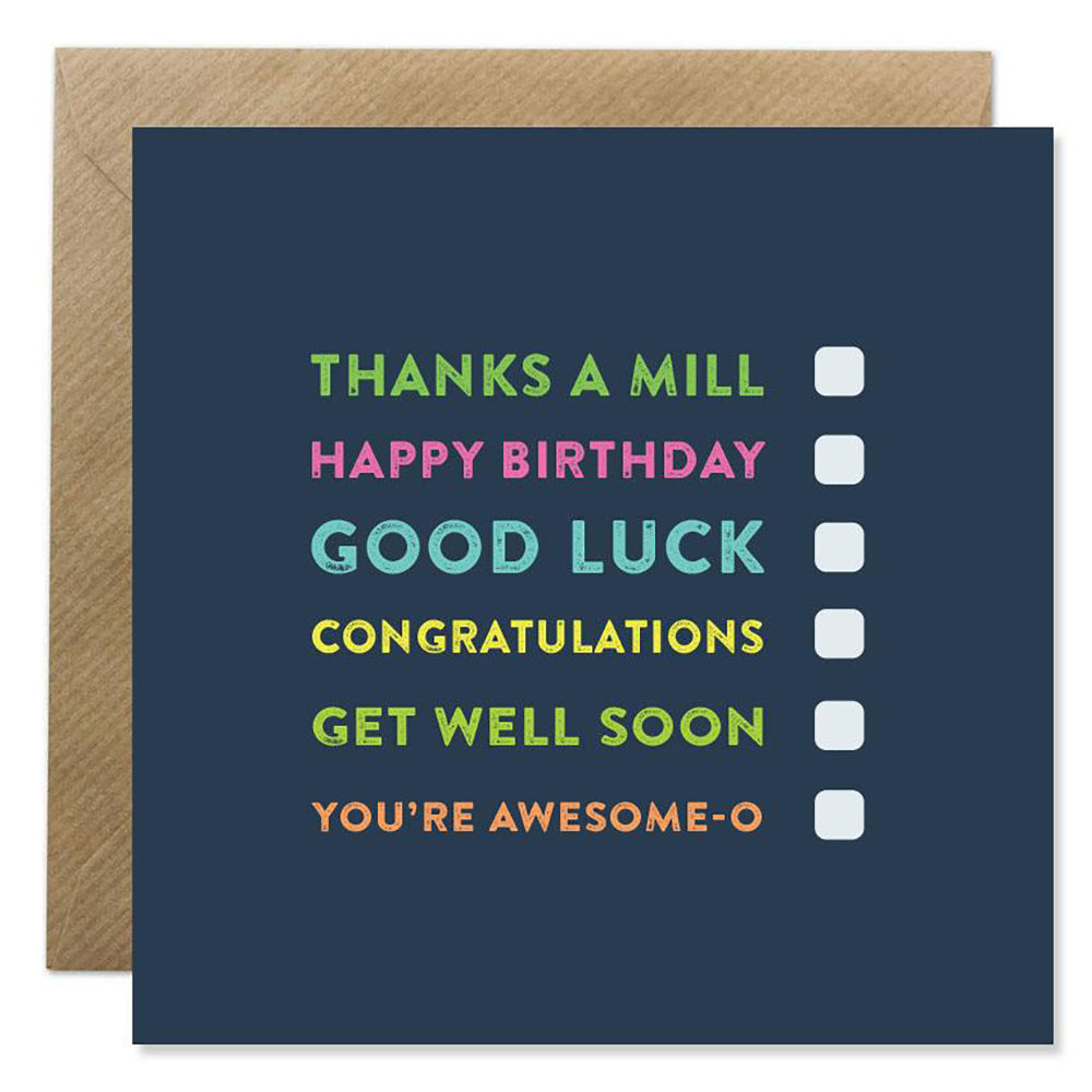 Square multi-card with various greetings